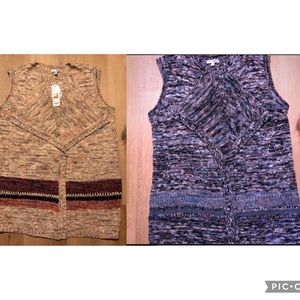 NWT Two Sweater Tunic Vests